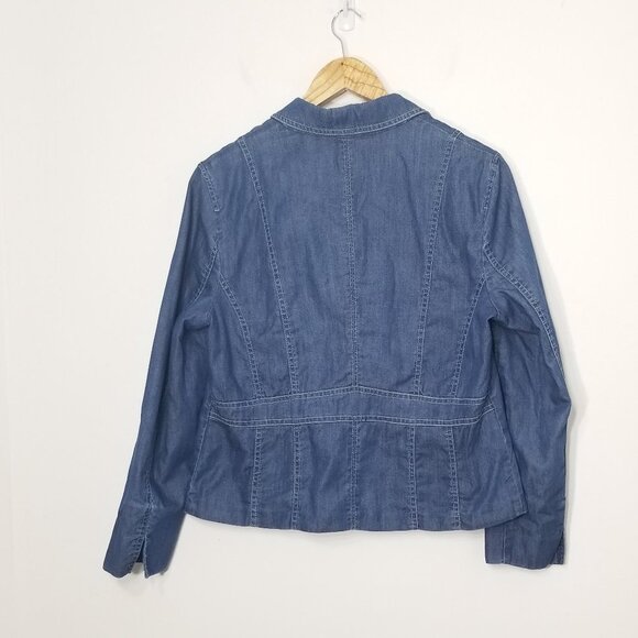 Proportion Petite Denim Jacket Jean Classic Blazer Blue Business Casual Sz 10P - Picture 8 of 11